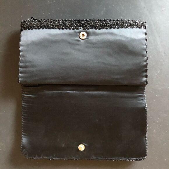 Handmade Beaded Envelope Clutch Mini Bag Black - Picture 4 of 8